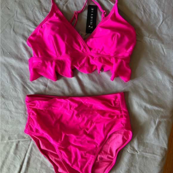Bright Pink Ruffle Bikini Set - Picture 1 of 2